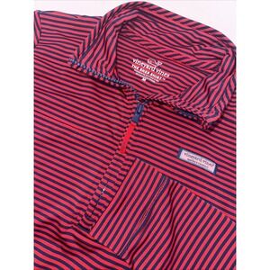 Vineyard Vines Performance Sankaty Shep Pullover Quarter Zip Striped Medium